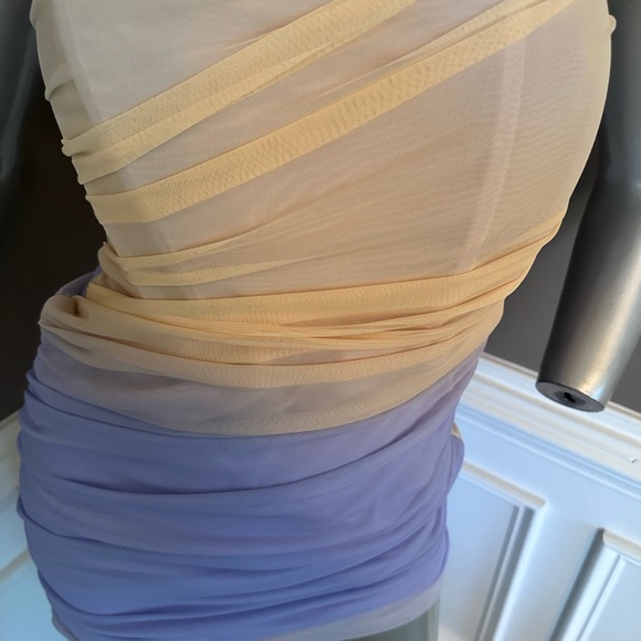 NWT ZARA Tulle Mini Corset Dress Purple/Yellow Sz M - Picture 2 of 4